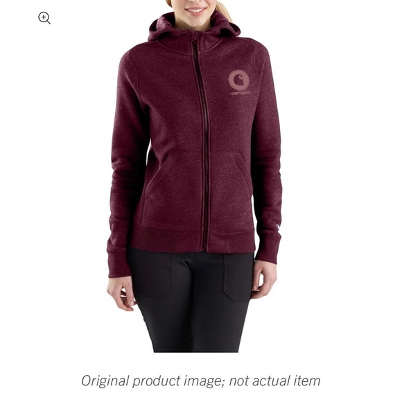 Carhartt Force Delmont Front Zip Women's Burgundy Hoodie - Picture 1 of 8
